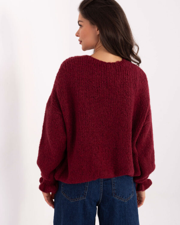 Sweter kardigan oversize bordowy