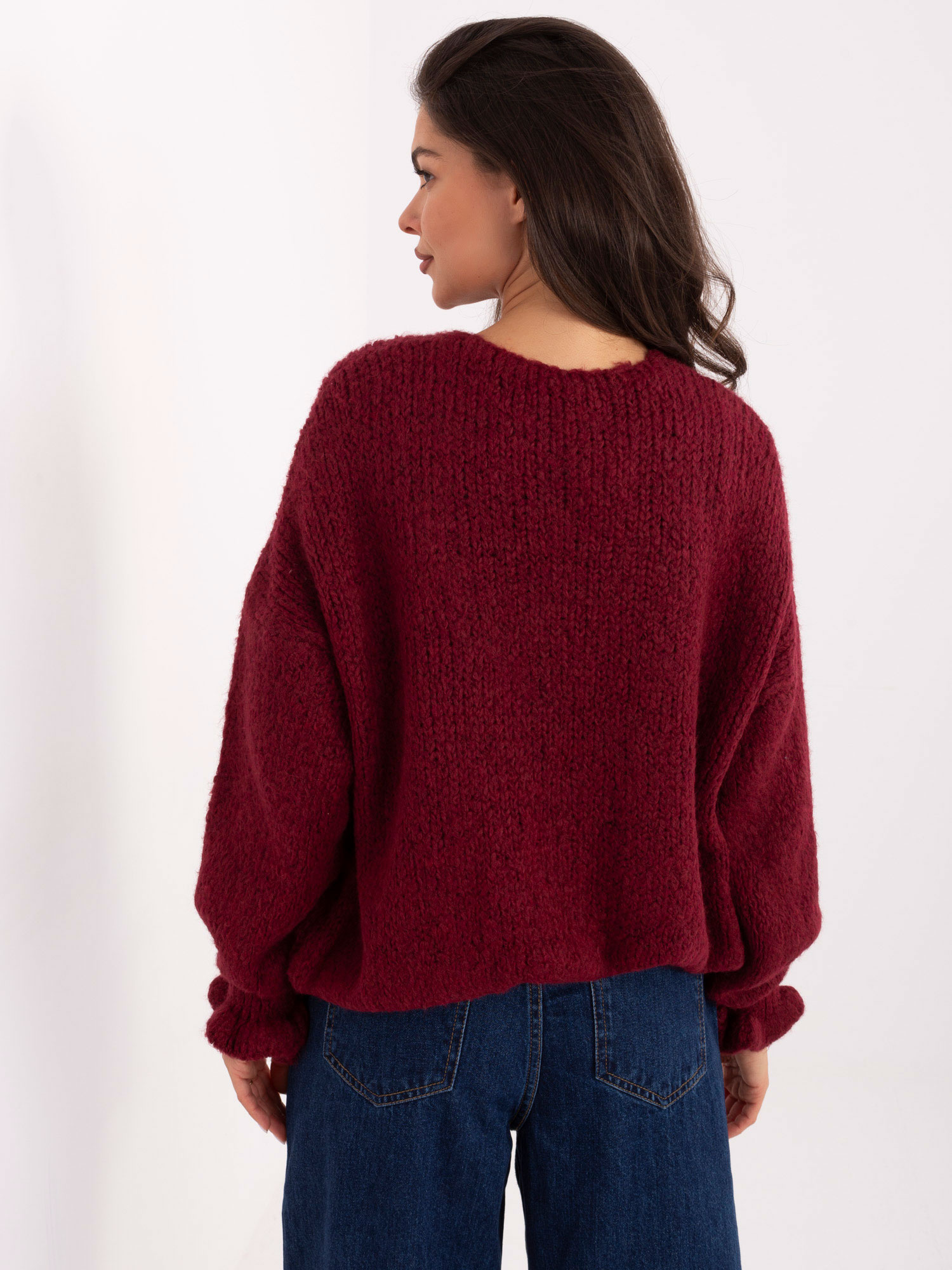 Sweter kardigan oversize bordowy
