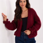 Sweter kardigan oversize bordowy