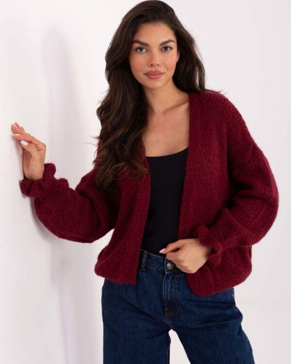 Sweter kardigan oversize bordowy