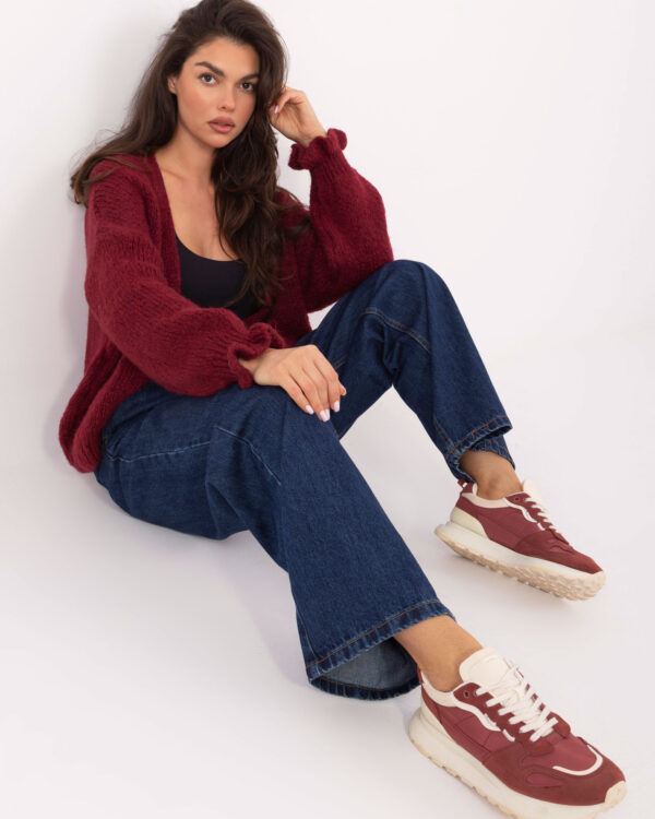 Sweter kardigan oversize bordowy