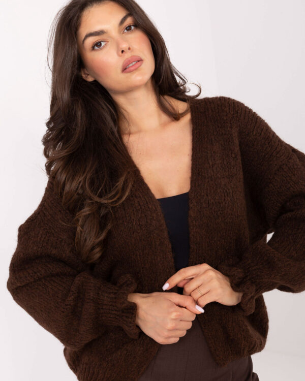 Sweter kardigan oversize ciemny brąz