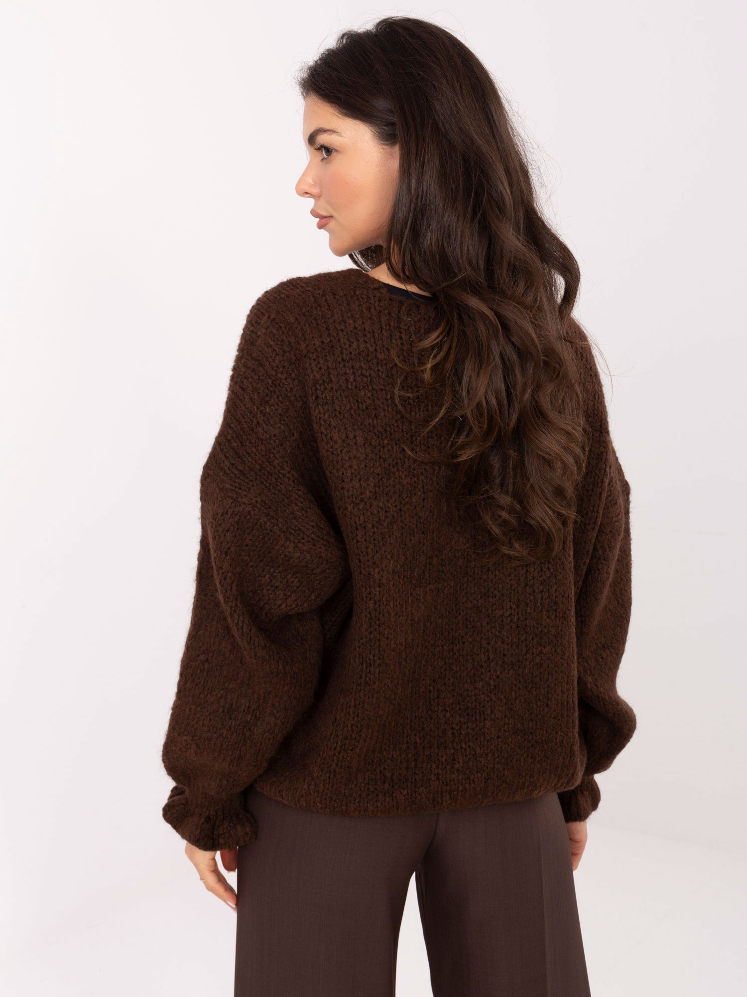 Sweter kardigan oversize ciemny brąz