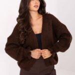 Sweter kardigan oversize ciemny brąz