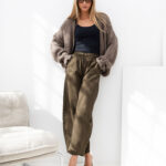 Sweter kardigan oversize ciemny beż