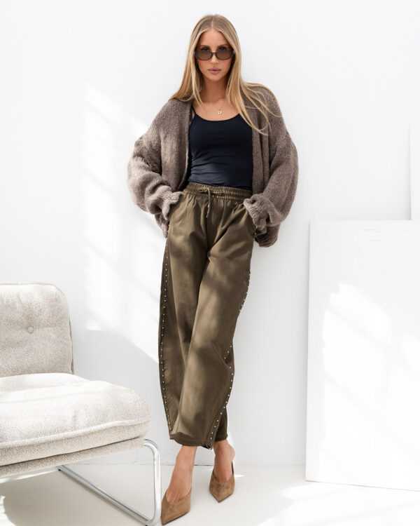 Sweter kardigan oversize ciemny beż