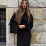 Sukienka ze sweterkiem kimono komplet LaBalancia Vesna czarny