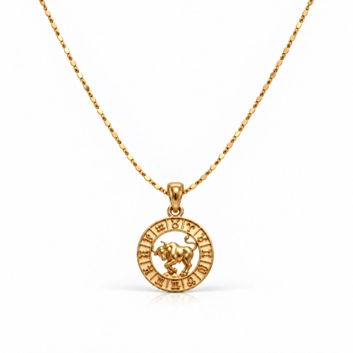 Pozłacany 24k złotem naszyjnik ze znakiem zodiaku Byk