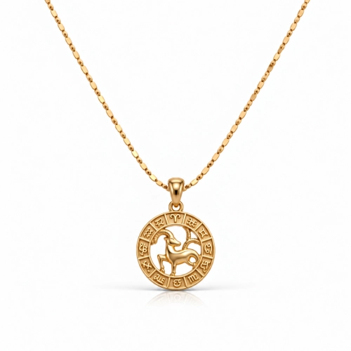 Pozłacany 24k złotem naszyjnik ze znakiem zodiaku Koziorożec