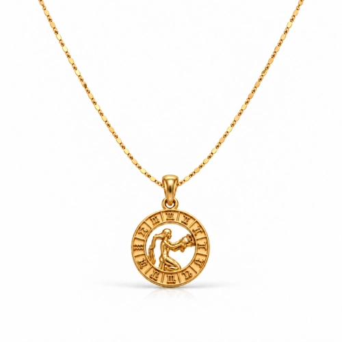 Pozłacany 24k złotem naszyjnik ze znakiem zodiaku Panna