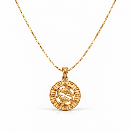 Pozłacany 24k złotem naszyjnik ze znakiem zodiaku Ryby