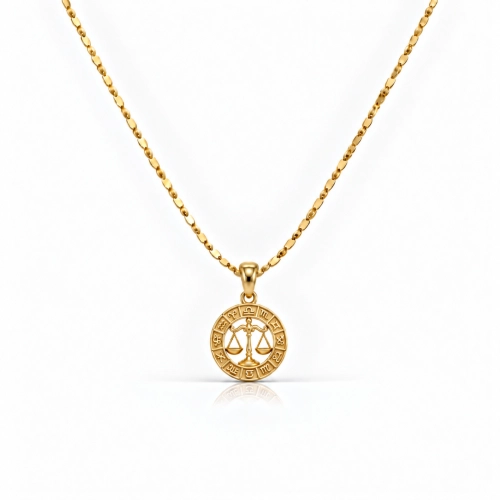 Pozłacany 24k złotem naszyjnik ze znakiem zodiaku Waga