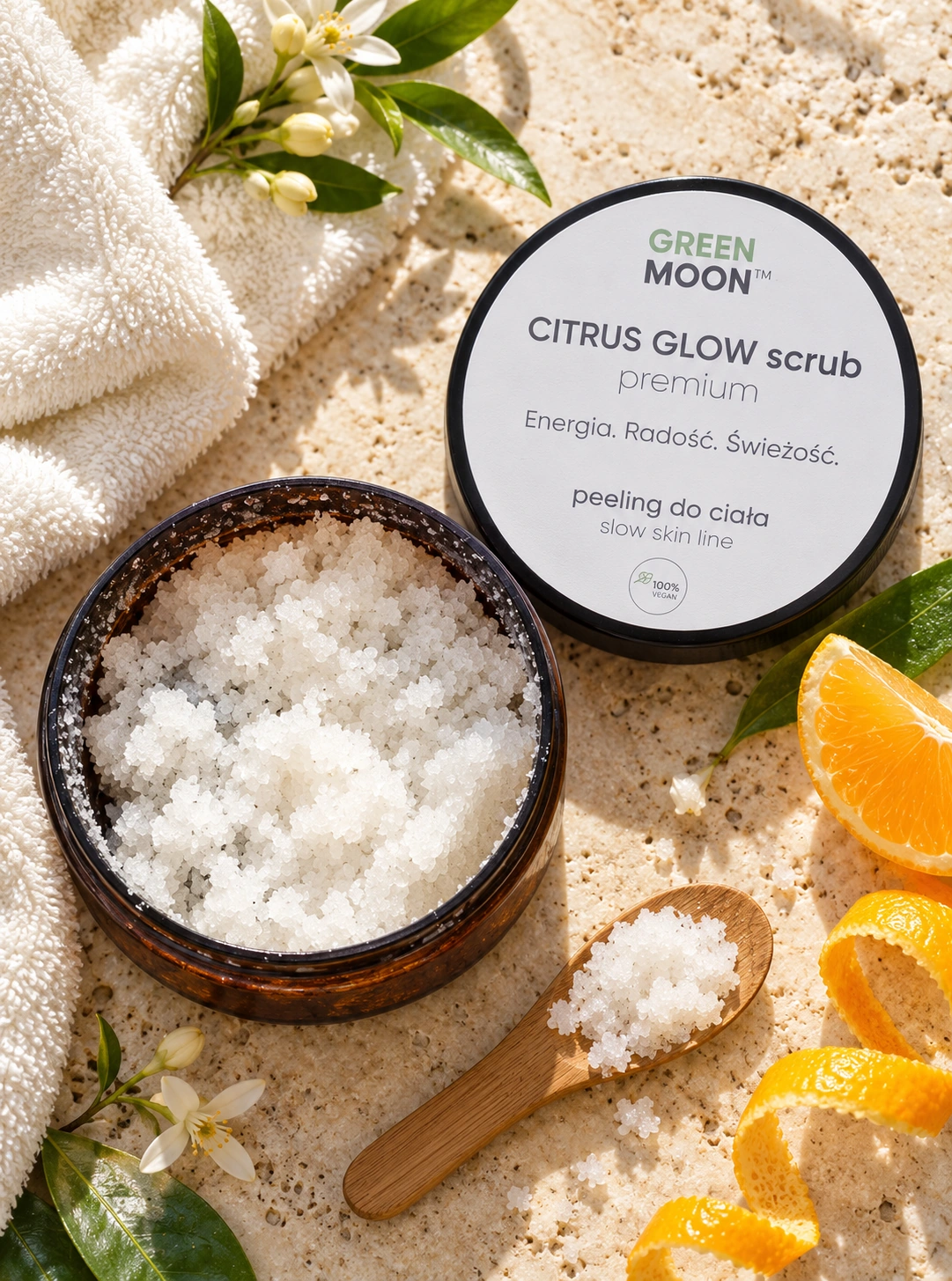 Peeling cukrowo-solny do ciała, grejpfrut CITRUS GLOW scrub premium Green Moon