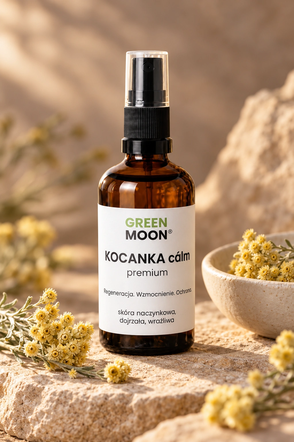Mgiełka do skóry naczynkowej, wrażliwej i dojrzałej KOCANKA cálm premium Green Moon