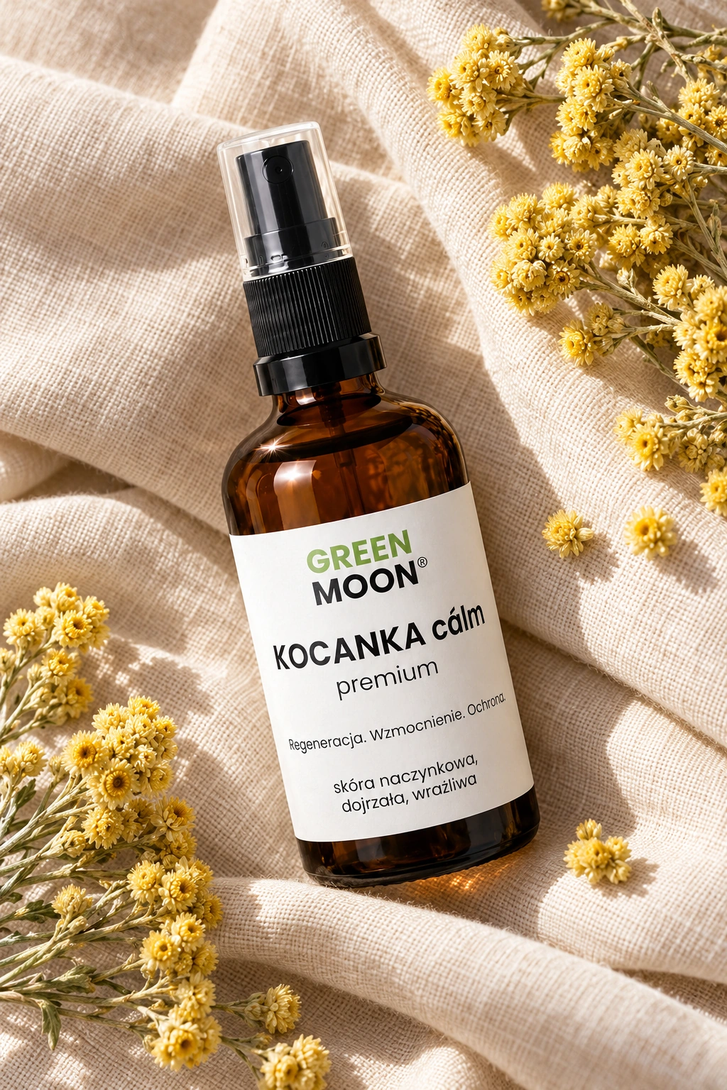 Mgiełka do skóry naczynkowej, wrażliwej i dojrzałej KOCANKA cálm premium Green Moon