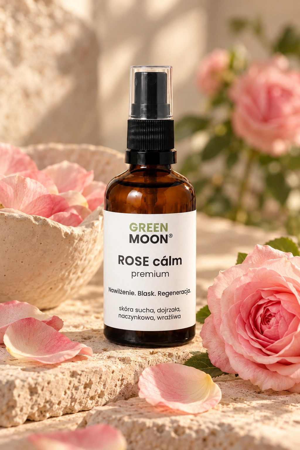Mgiełka do skóry suchej, wrażliwej i naczynkowej ROSE cálm premium Green Moon