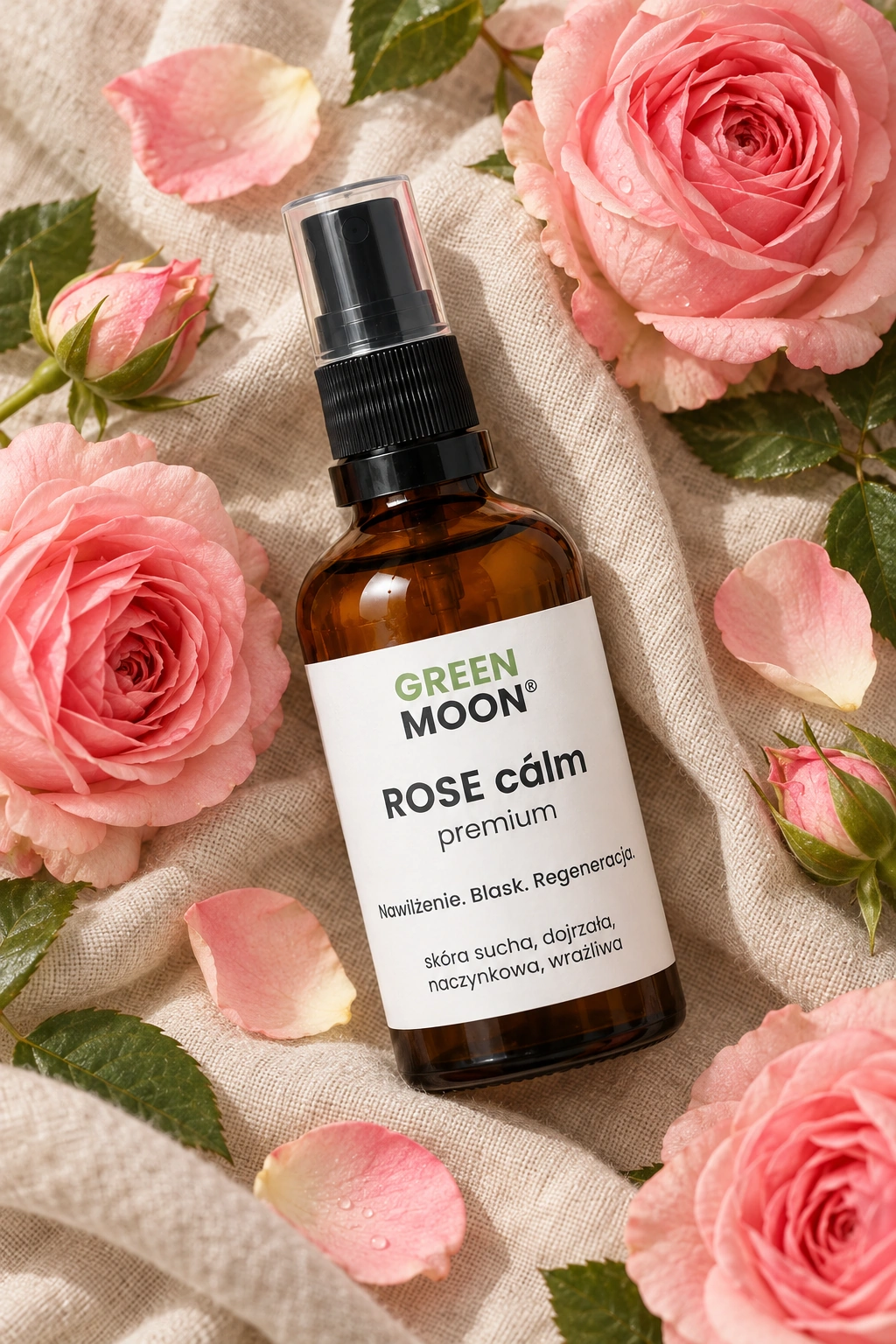 Mgiełka do skóry suchej, wrażliwej i naczynkowej ROSE cálm premium Green Moon