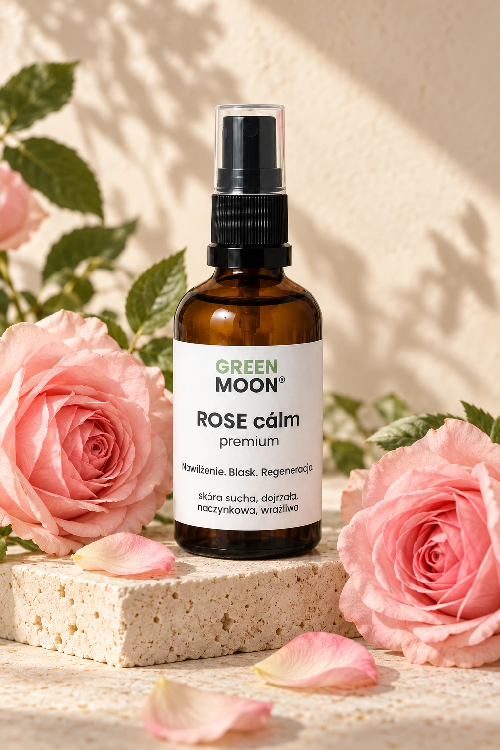 Mgiełka do skóry suchej, wrażliwej i naczynkowej ROSE cálm premium Green Moon